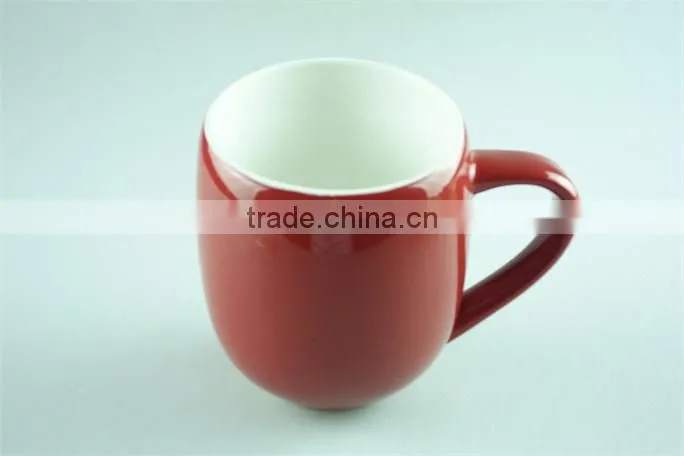 Red colored ceramic stoneware milk mug with handle / unique shaped glazed mugs