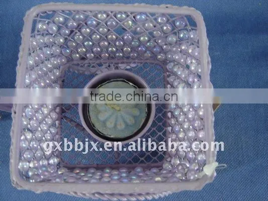 Purple pearl wire car shape decorative candlestick craft
