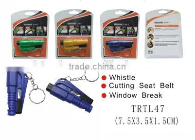 Mini 3 in 1 Keychain Auto Whistle/Window Breaker/Cutting Seat Belt Car Escape Tool