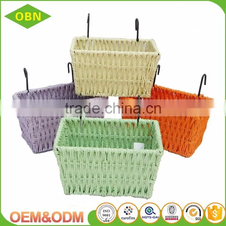 Cheap colorful paper twine woven bike basket for kids