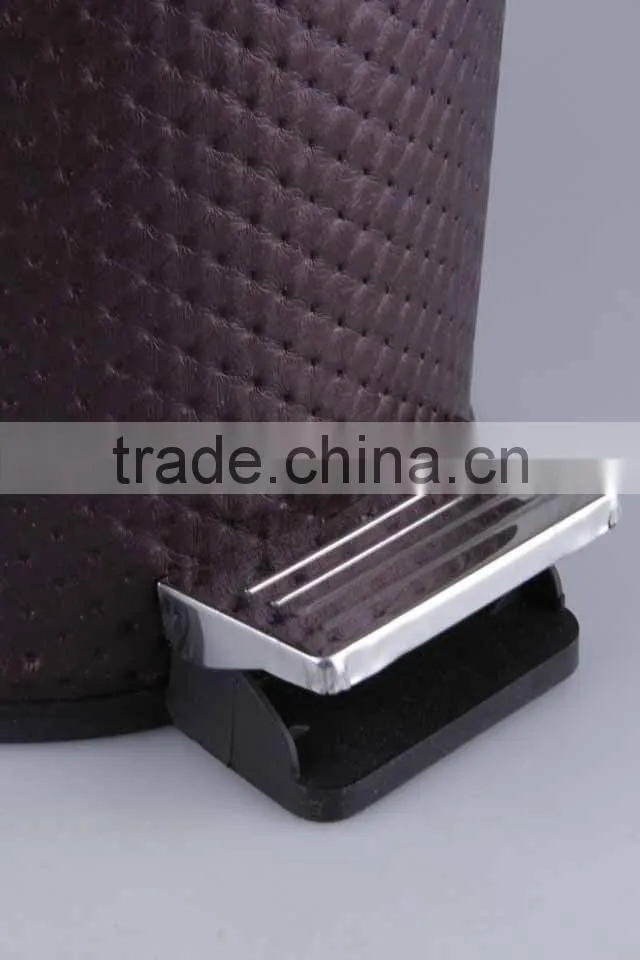 Printed Plastic Trash Can Stainless Steel Pedal Rubbish Bin Household Garbage Can