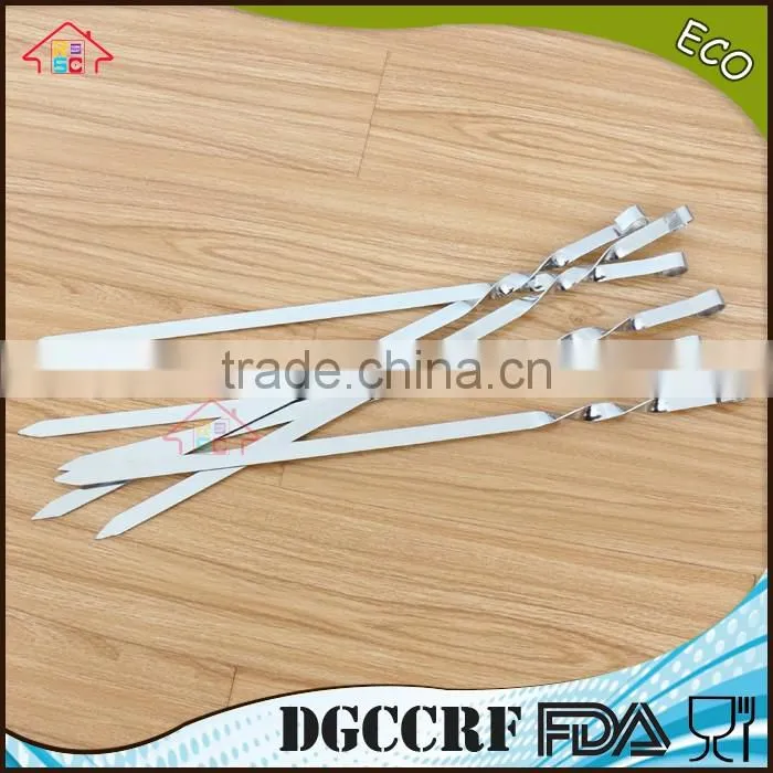 NBRSC New 10 pcs Stainless Steel BBQ Barbecue Cooking Kebab Flat Skewers Needle Forks