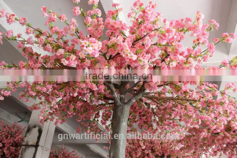 GNW BLS019 New-year Artificial Tree Trunk with Fiberglass and Cherry Flowers 10ft Tall Actory in China