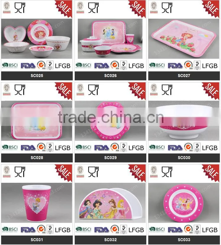 100% melamine kid children dinnerware set/kid children melamine plate bowl and cup