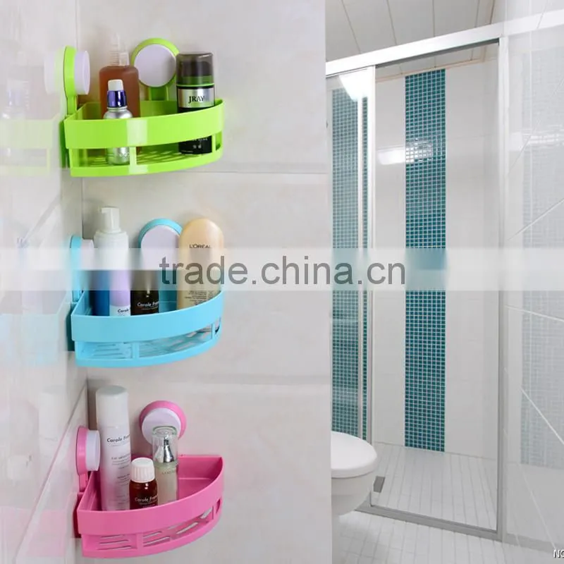 Vacuum suction cup bathroom and kitchen plastic triangle shelf/holder
