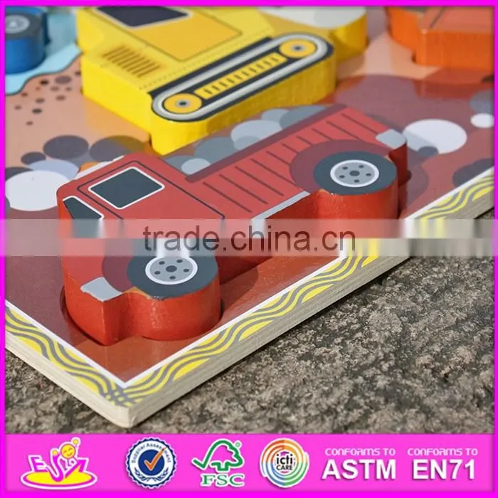2016 new design educational car puzzle wooden learning shapes for toddlers W14D020