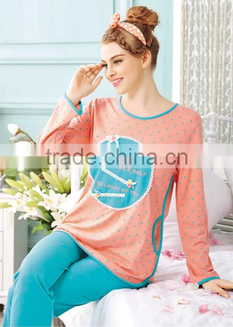 Apparal Fashion Women short Sleeve Tops Two Piece sleepwear Set