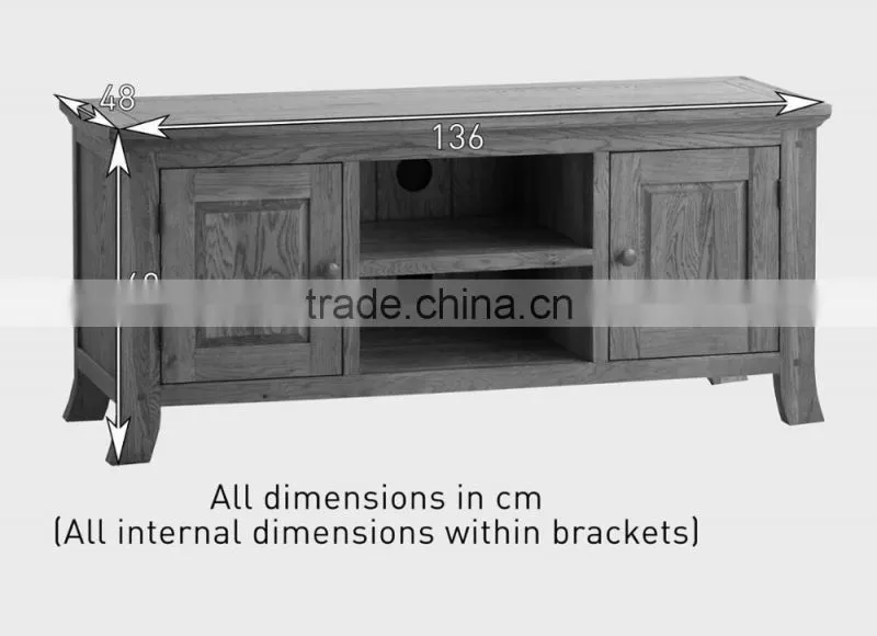 rustic oak wood TV Unit with 2 Doors with good design and 100% solid oak wood furniture