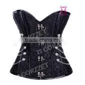 Black Leather Cheap Corset Tops Out Wear