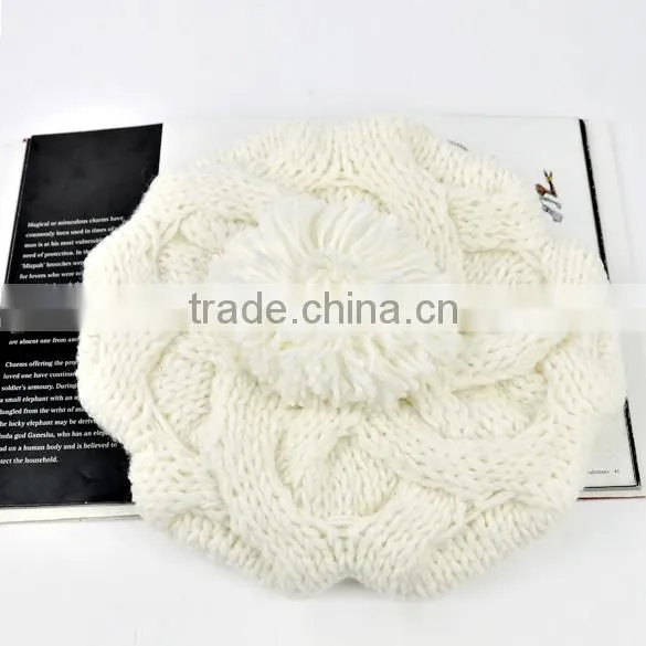 Women's Warm Knit Wool Beanie Pumpkin Ball Pumpkin Ladies Winter Wool Hat 9083