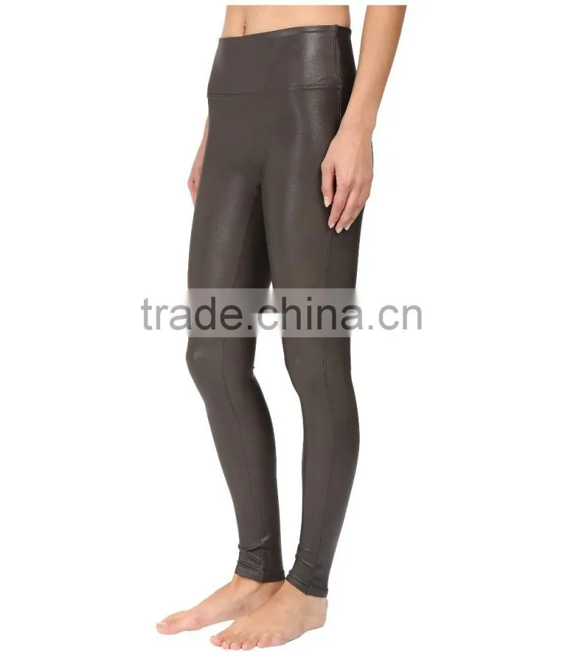 Wholesale fashion 2017 ladies Faux Leather slim fit custom yoga Leggings Sexy Leather stretch Legging