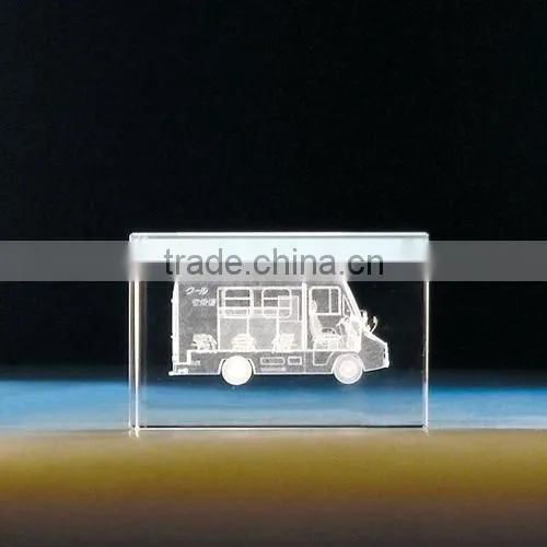 3D laser Cube engraved crystal car for gift