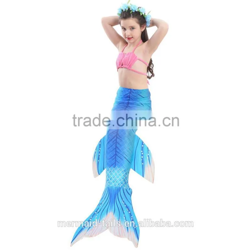 3pcs New Fairy Tale Kids Girl Mermaid Tail Swimmable Bikini Set Swimwear Costume