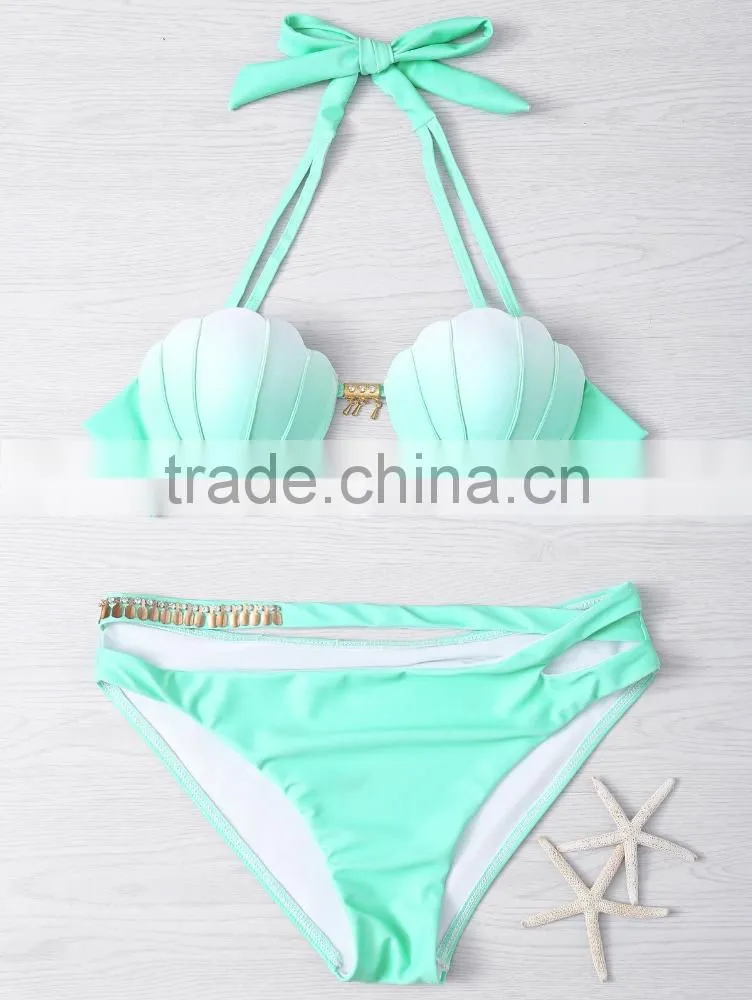 Kids Girls Bathing Swimsuit Frills Hallow Bikini Swimwear 2PCs