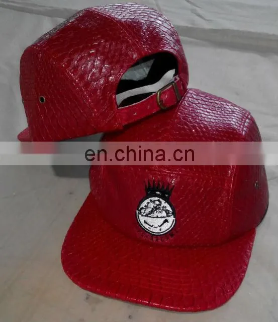 Leather Strap Snakeskin Cap 5 Panel Hat Wholesale
