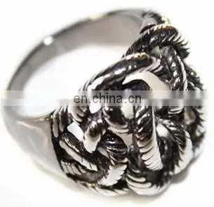 2014 fashion stainless steel textured rings handcuff ring