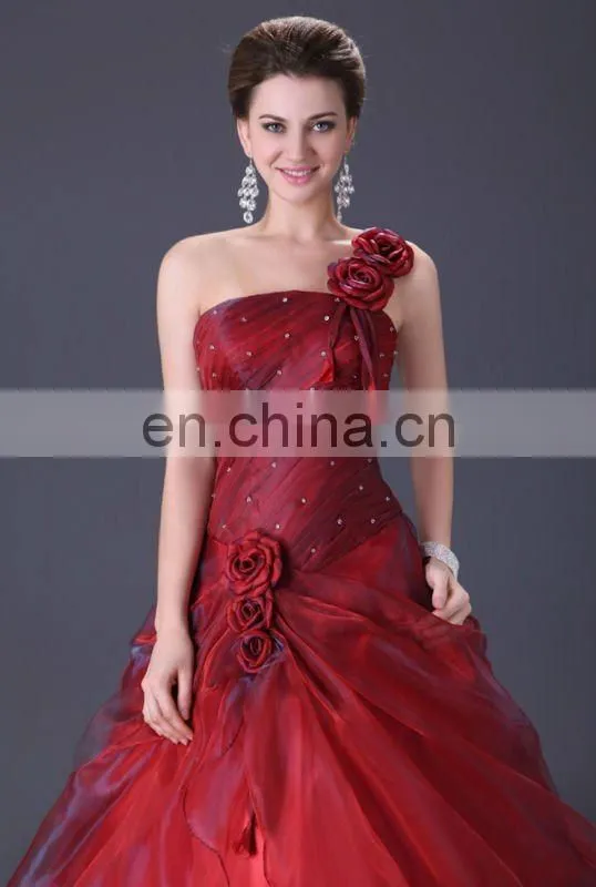 Grace Karin New Style of One Shoulder Red Floor Length Red Quinceanera Dresses CL2514
