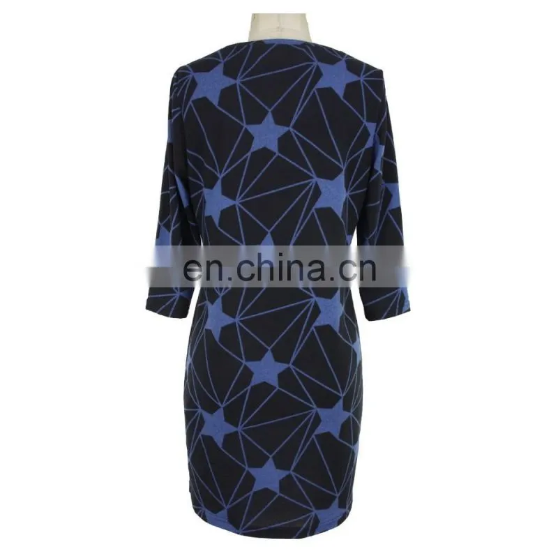 2017 Star Print Mid-aged Women Autumn Dress Guangzhou Apparel