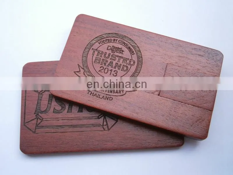 Wooden business card usb flash drive with debossed logo
