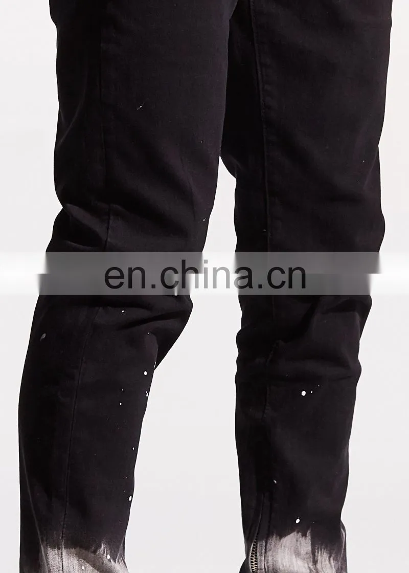 DiZNEW PAINT CUSTOM LOGO BLACK BULK MENS JEANS FOR MEN