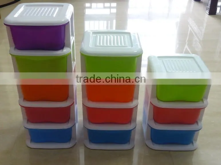 Mini 5 tier removable plastic storage drawer or cabinet with wheels