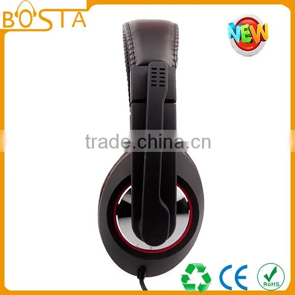 Best quality rubber finish PU leather noise isolation computer headphone with mic