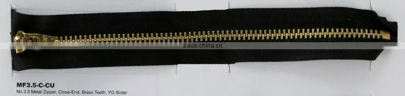 Brass teeth metal close end zipper