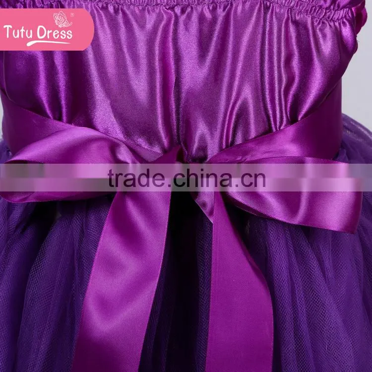 The purple flower new design birthday girl tutu dress set