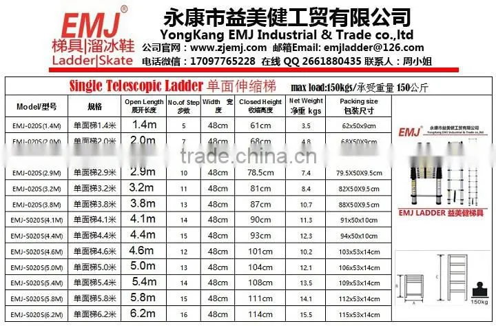 2m Single Telescopic ladder