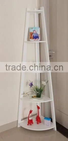 white MDF corner shelf