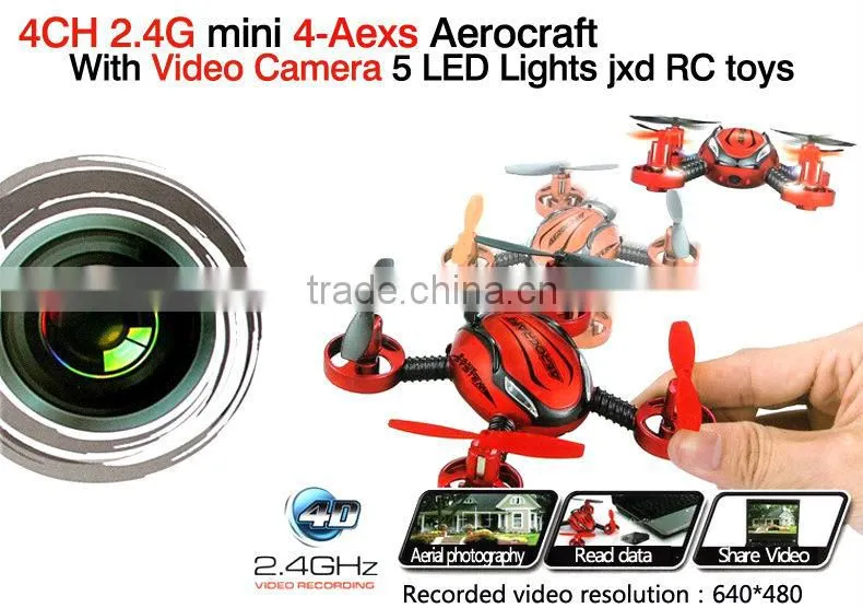 4CH 2.4G mini 4-Aexs Aerocraft With Video Camera 5 LED Lights jxd RC toys
