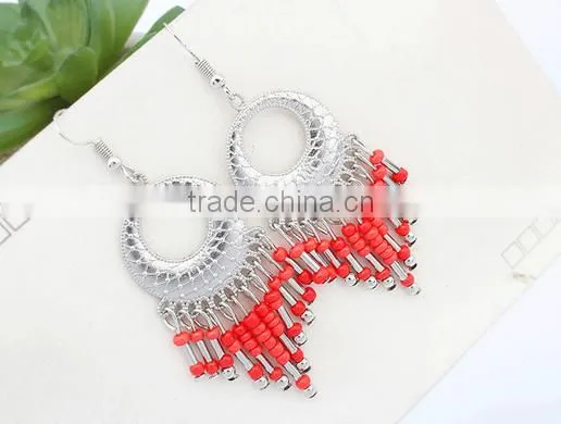 Cheap China beautiful handmade light bead tassel earrings