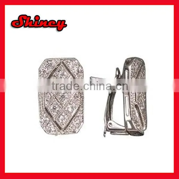 Fashion silver square earring with black plated_mirco pave black cz silver earring