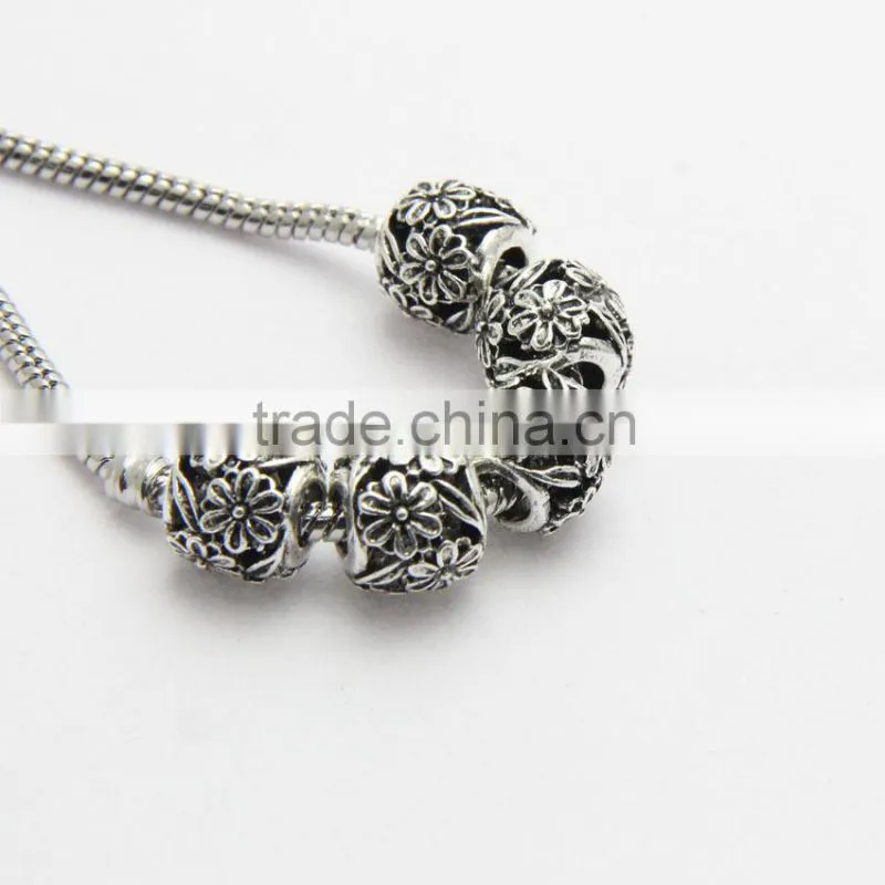 Anti-silver Hollowed-out Diy Zinc Alloy Bracelets and Necklaces Hole Beads