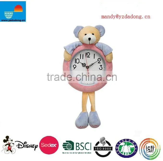 Plush bear wall clock/Plush decoration supe wall clocks