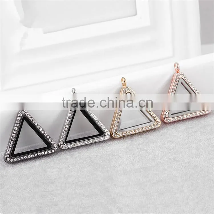 High Grade Alloy Living Floating Glass Magnetic Triangle Locket Pendant Wholesale China