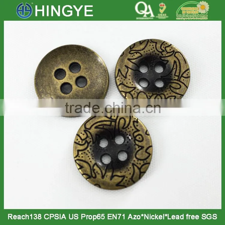 2015 hot selling 4 holes custom metal sew button for clothing M1556