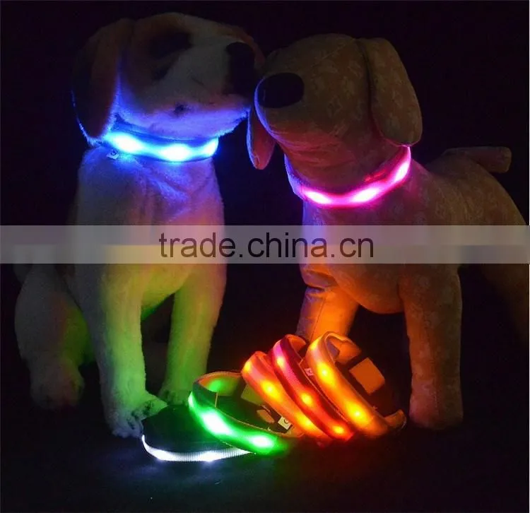 LED Personalized Dog Flashing Glow Pet Light Safety Collar 6 Colors 3 Sizes