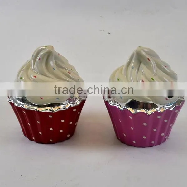 Cheap pink cake shaped ceramic money bank