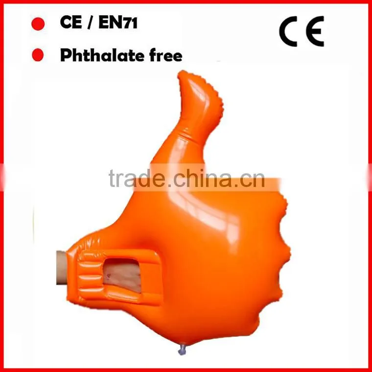 red color phthalate free pvc inflatable hand/inflatable fingers/promotional inflatable hand