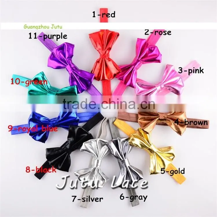Wholesale DIY craft decorative flowers hair bows -Big Shiny Fabric Golden Bowknots Garment Accessories