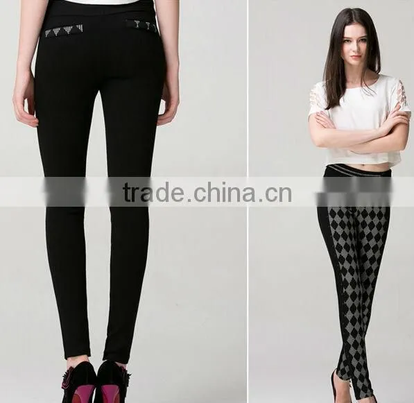 custom plus size fashionable ladies elastic nylon pants