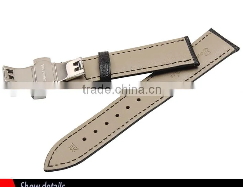 18|20|22|24mm high quality genuine leather Men and women's Watch strap with double click buckle Wholesale 3PCS
