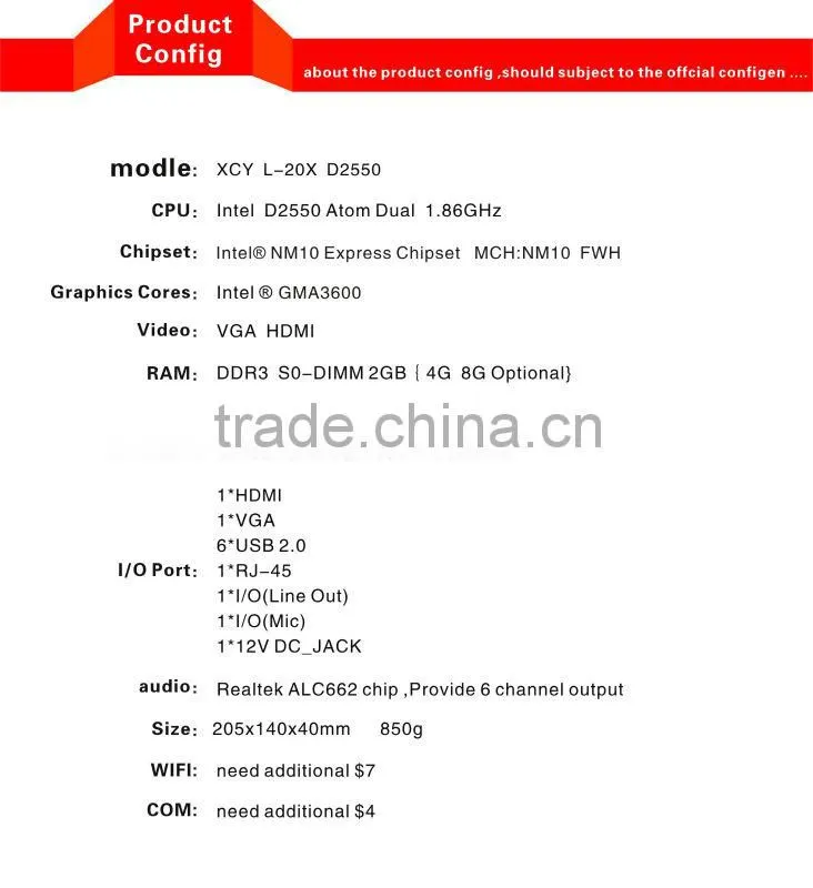 Factory price! hot selling! Intel atom D2550 fanless mini itx motherboard, atom D2550 motherboard, Desktop motherboard