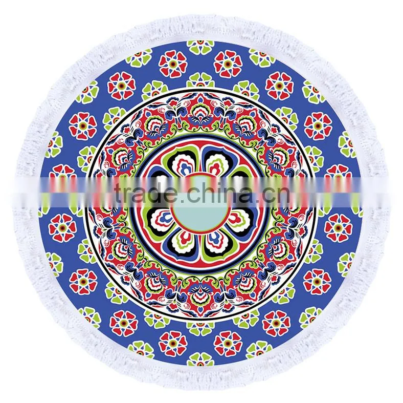 1500mm round beach towel with tassels circle towel fringe for Australia market