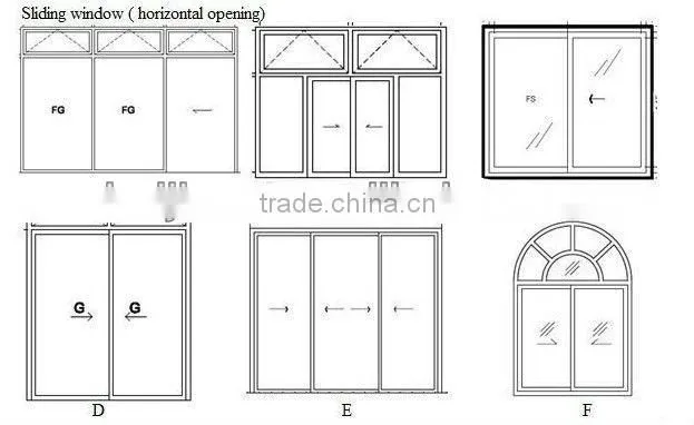 2 fans aluminum/pvc sliding window/casement window
