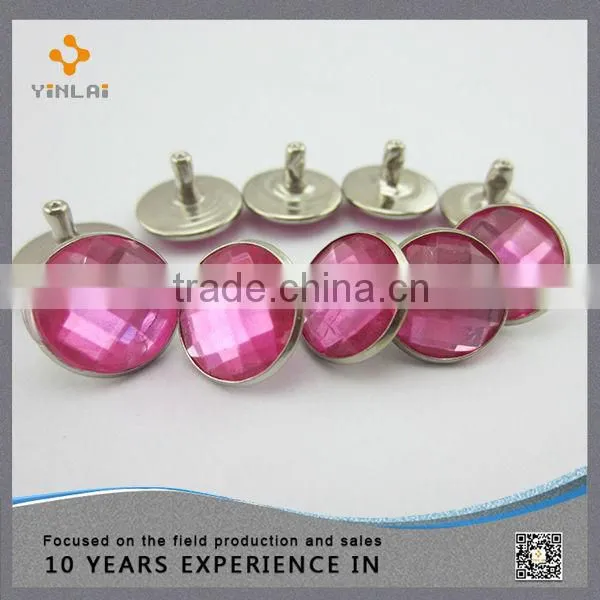 Wholesales 12.5mm Pink Crystal Rivet For Wallet