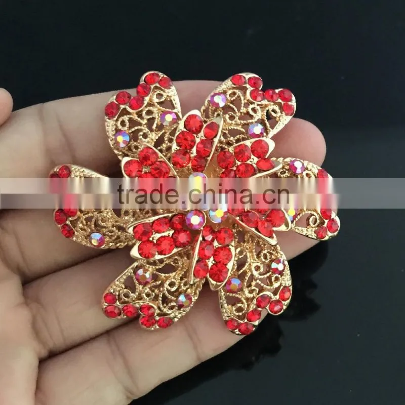 Zinc Alloy Color AB Rhinestone Flower Brooch Pin,Crystal Brooches For Decoration