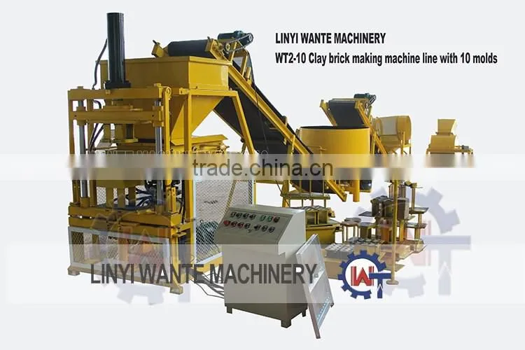 WANTE BRAND WT2-10 clay interlock brick making machine for making clay block