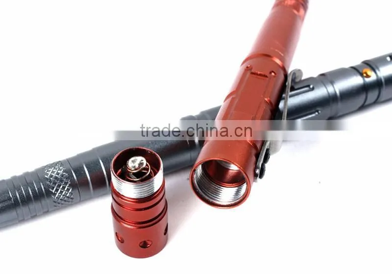 3*LR754 Battery Aviation Aluminum Writing Ballpoint Smooth Surface Tactical Pen Self Defense With Emergency Hammer